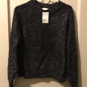 Fuzzy Navy Sweater oversized